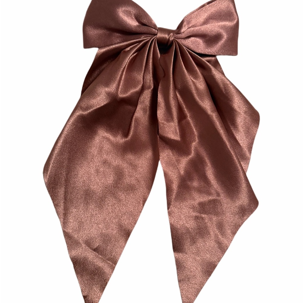 Elegant Satin Hair Bow new Brown with hint of Purple Strong hold clip - Picture 5 of 5